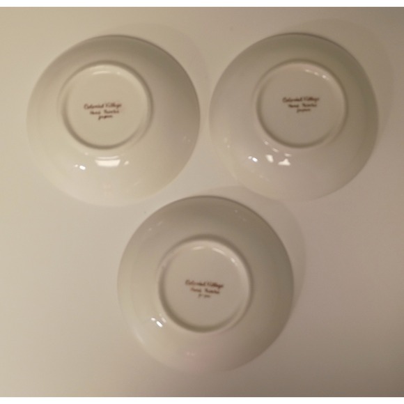 Colonial Village Handpainted Japan 1930's Saucer Set of 3 Decorative Bowls - Picture 4 of 5